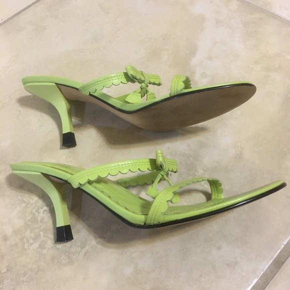 Joey O Green Strappy Rikrak Trim Preppy High Heel Sandals 6 EUC - Picture 7 of 8